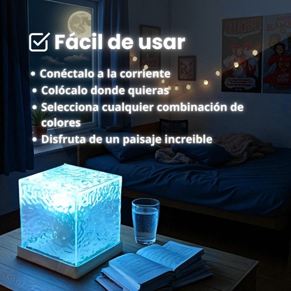 Crystal Lamp Dynamic Rotating Water Ripple Projector Night Light 16 Colors Crystal Lamp Atmosphere Holiday Gift Sunset Light